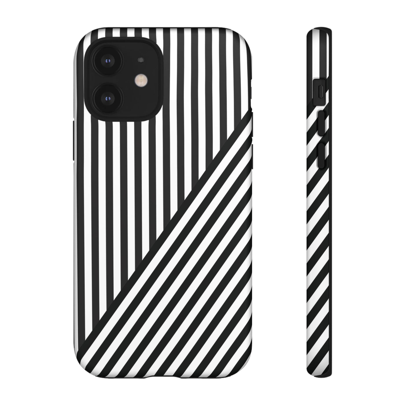 Aesthetic Tough Black White Stripes Phone Case - For iPhone 17 Pro Max iPhone 16 Pro iPhone 15 Iphone 14 Plus 13 Pro 12 11 10 XR - Studio40ParkLane