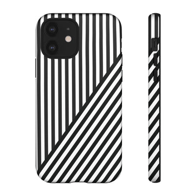 Aesthetic Tough Black White Stripes Phone Case - For iPhone 17 Pro Max iPhone 16 Pro iPhone 15 Iphone 14 Plus 13 Pro 12 11 10 XR - Studio40ParkLane