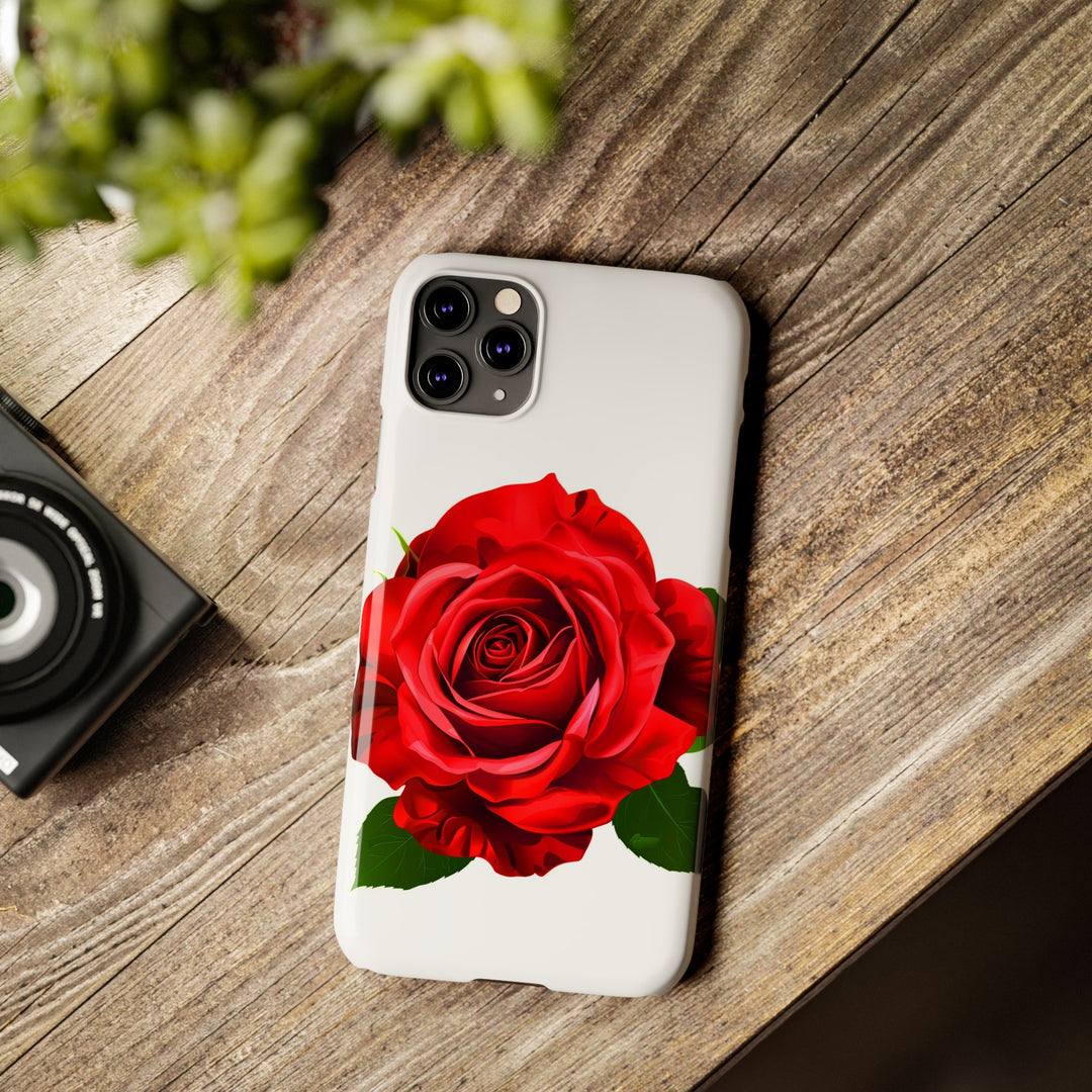 Slim Red Rose Flowers Gift for Her Cute Phone Cases for Iphone 16 Pro Max | iPhone 15 Case | iPhone 15 Pro Max Case, Iphone 14, Iphone 14 Pro Max, Iphone 13 12 11 8 7 - Studio40ParkLane