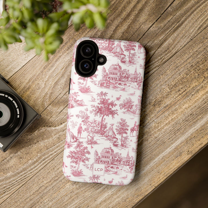 Personalized Custom French Toile Tough Cute Phone Case For Apple iPhone 18, 17, 16, 15 14, Pro Max, Samsung Galaxy S26, S25, S24 Plus Ultra