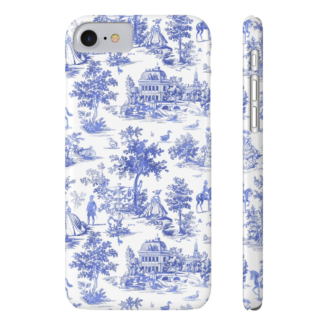 Slim Blue Vintage French Toile Cute Phone Cases for Iphone 16 Pro Max | iPhone 15 Case | iPhone 15 Pro Max Case, Iphone 14, Iphone 14 Pro Max, Iphone 13 12 11 8 7 - Studio40ParkLane