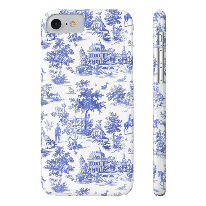 Slim Blue Vintage French Toile Cute Phone Cases for Iphone 16 Pro Max | iPhone 15 Case | iPhone 15 Pro Max Case, Iphone 14, Iphone 14 Pro Max, Iphone 13 12 11 8 7 - Studio40ParkLane