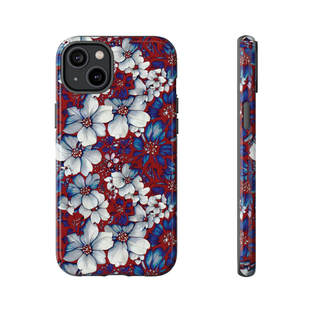 Cute IPhone Case | Red Blue Flowers, iPhone 15 Case | iPhone 15 Pro Case, Iphone 14 Case, Iphone 14 Pro Max Case, Protective Iphone Case - Studio40ParkLane