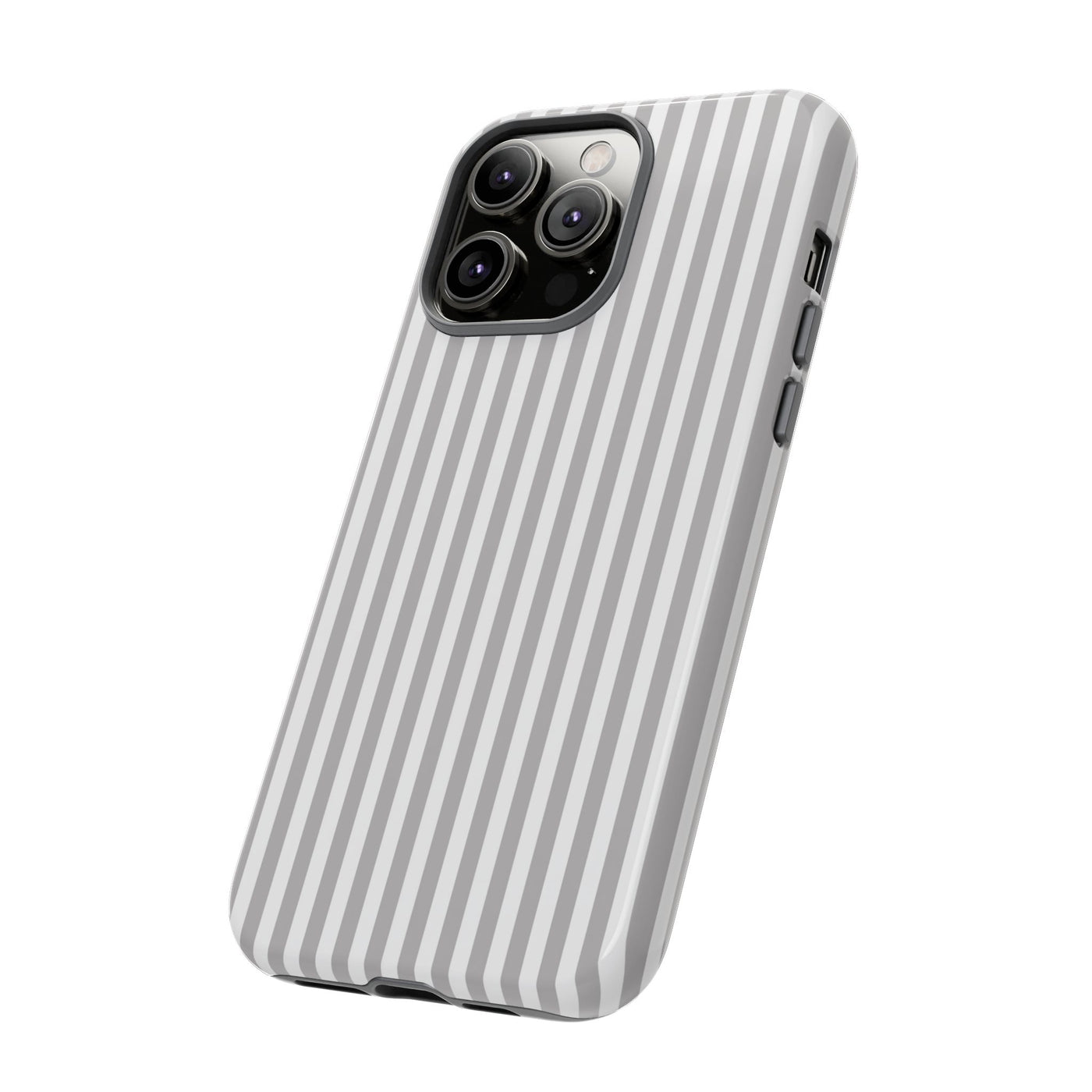 Tough Premium Ash Grey Stripes Phone Case Gift for Her - For Apple iPhone 16 Pro Max 16e iPhone 15 Pro iPhone Iphone 14 Plus 13 Pro 12 SE XR - Studio40ParkLane
