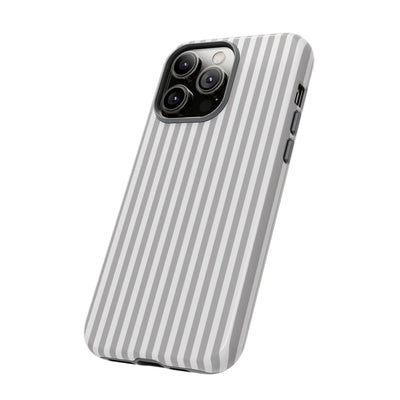 Tough Premium Ash Grey Stripes Phone Case Gift for Her - For Apple iPhone 16 Pro Max 16e iPhone 15 Pro iPhone Iphone 14 Plus 13 Pro 12 SE XR - Studio40ParkLane