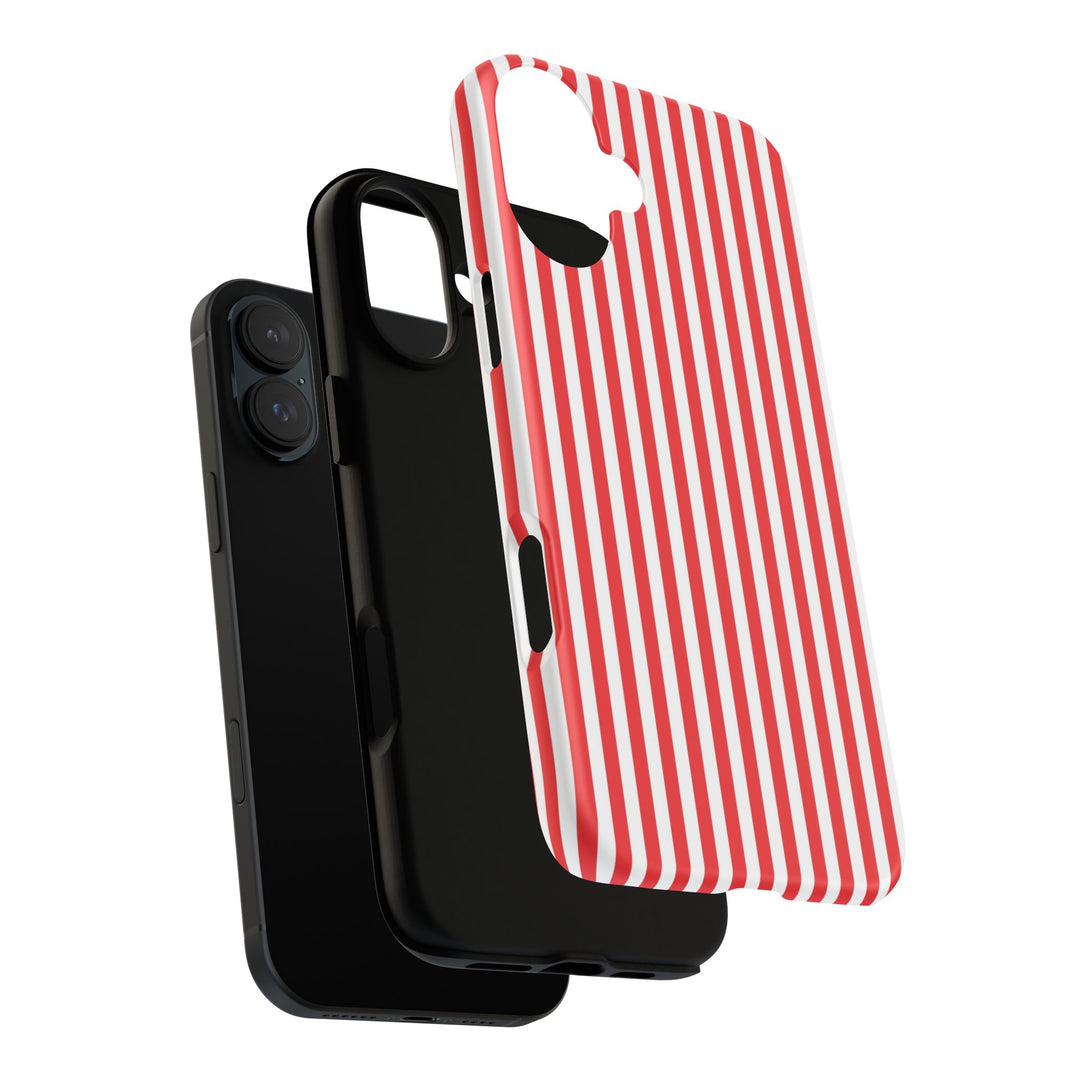 Tough Premium Poppy Red Stripes Phone Case Gift for Her - For Apple iPhone 16 Pro Max 16e iPhone 15 Pro iPhone Iphone 14 Plus 13 Pro 12 SE XR - Studio40ParkLane