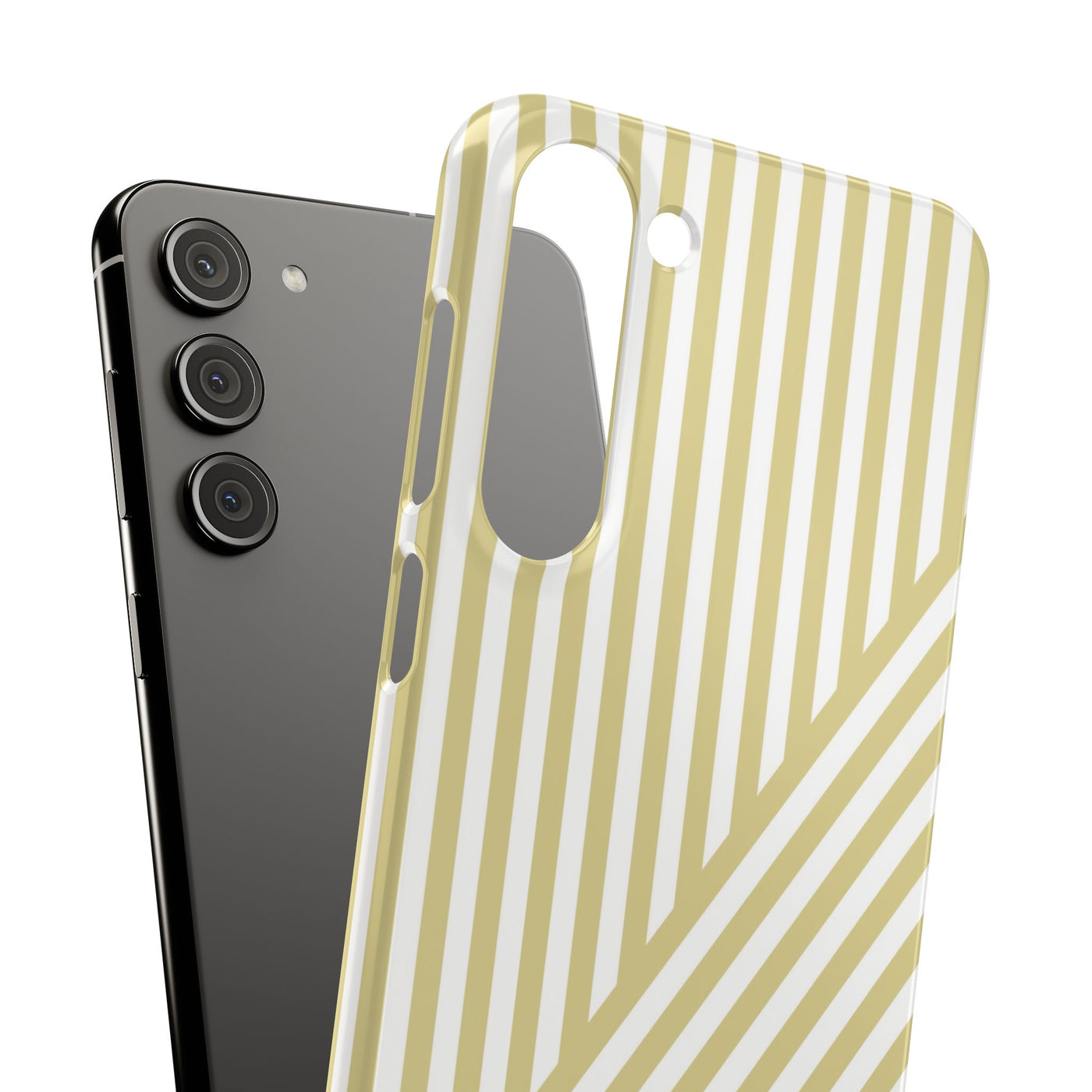 Aesthetic Yellow Beige Stripes Cute Phone Case Sleek Snap - For iPhone 17 Pro Max iPhone 16 Pro iPhone 15 Iphone 14 Plus 13 Pro 12 11 10 Gift