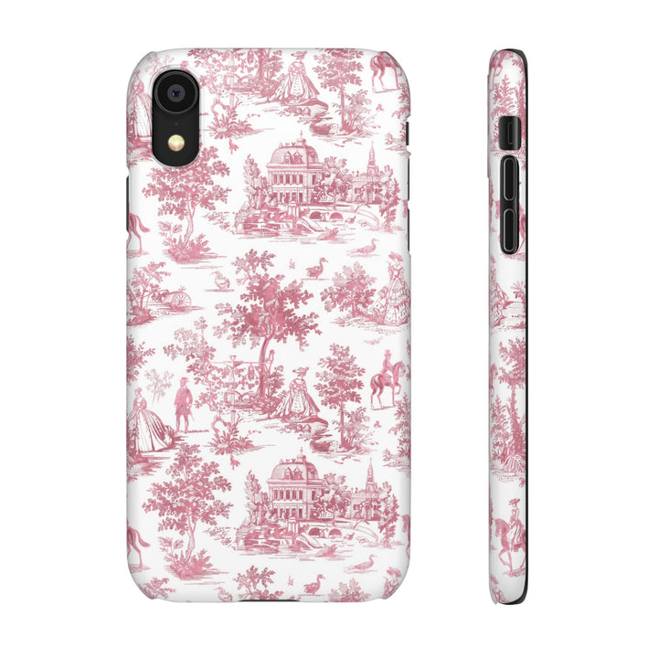 Sleek Snap Pink French Toile Cute Phone Case for iPhone 16 15 14 13 12 11 X Xs Max Xr Pro Plus Samsung Galaxy S24 S23 S22 S21 S20 Note Ultra