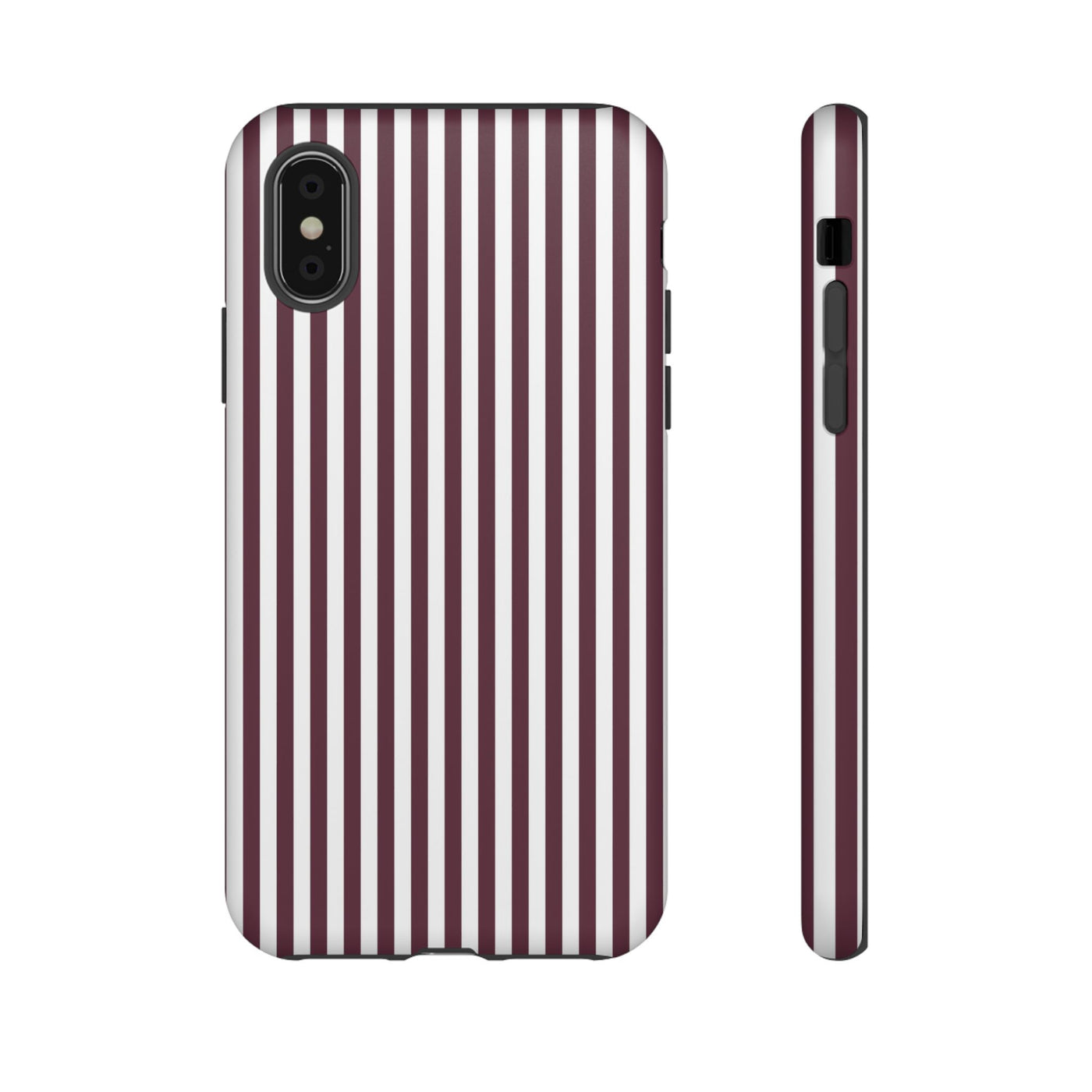 Tough Premium Burgundy Stripes Phone Case Gift for Her - For Apple iPhone 16 Pro Max 16e iPhone 15 Pro iPhone Iphone 14 Plus 13 Pro 12 SE XR - Studio40ParkLane