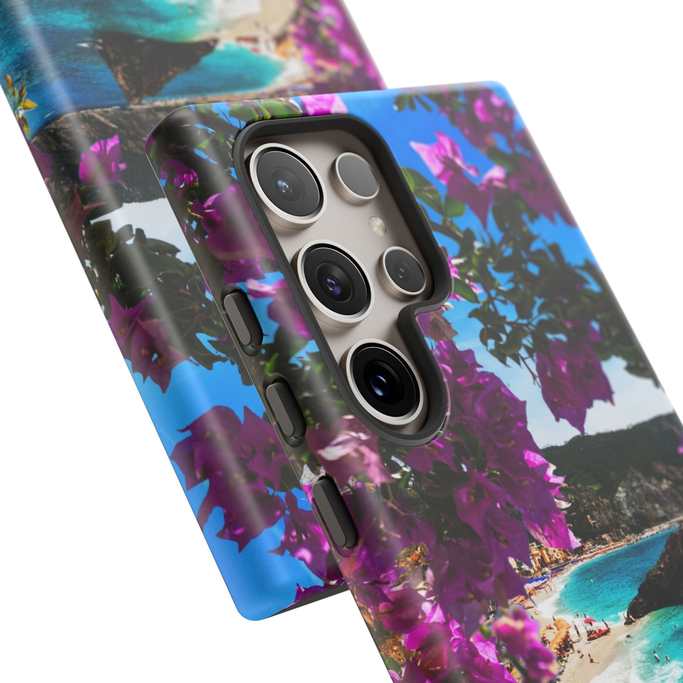 Impact Resistant, Bougainvillea Seaview, Cute Phone Cases for Samsung S24, S23, S22, S21, IPhone 15 pro Iphone 14 pro Iphone 13 IPhone 12 Iphone 11