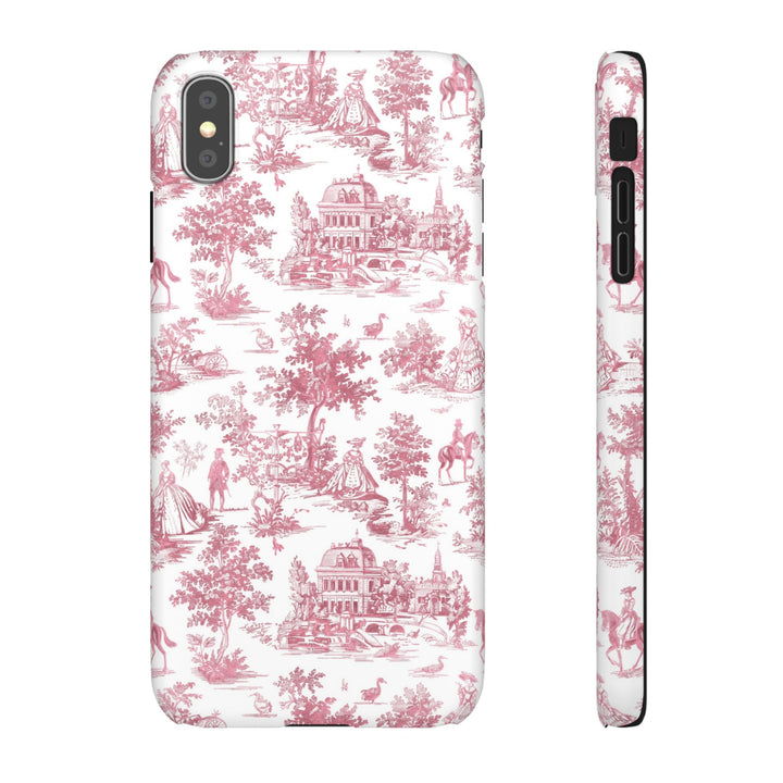 Sleek Snap Pink French Toile Cute Phone Case for iPhone 16 15 14 13 12 11 X Xs Max Xr Pro Plus Samsung Galaxy S24 S23 S22 S21 S20 Note Ultra