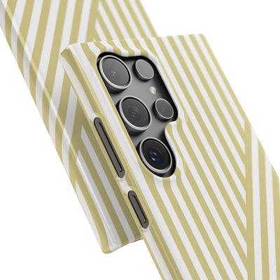 Aesthetic Yellow Beige Stripes Cute Phone Case Sleek Snap - For iPhone 17 Pro Max iPhone 16 Pro iPhone 15 Iphone 14 Plus 13 Pro 12 11 10 Gift