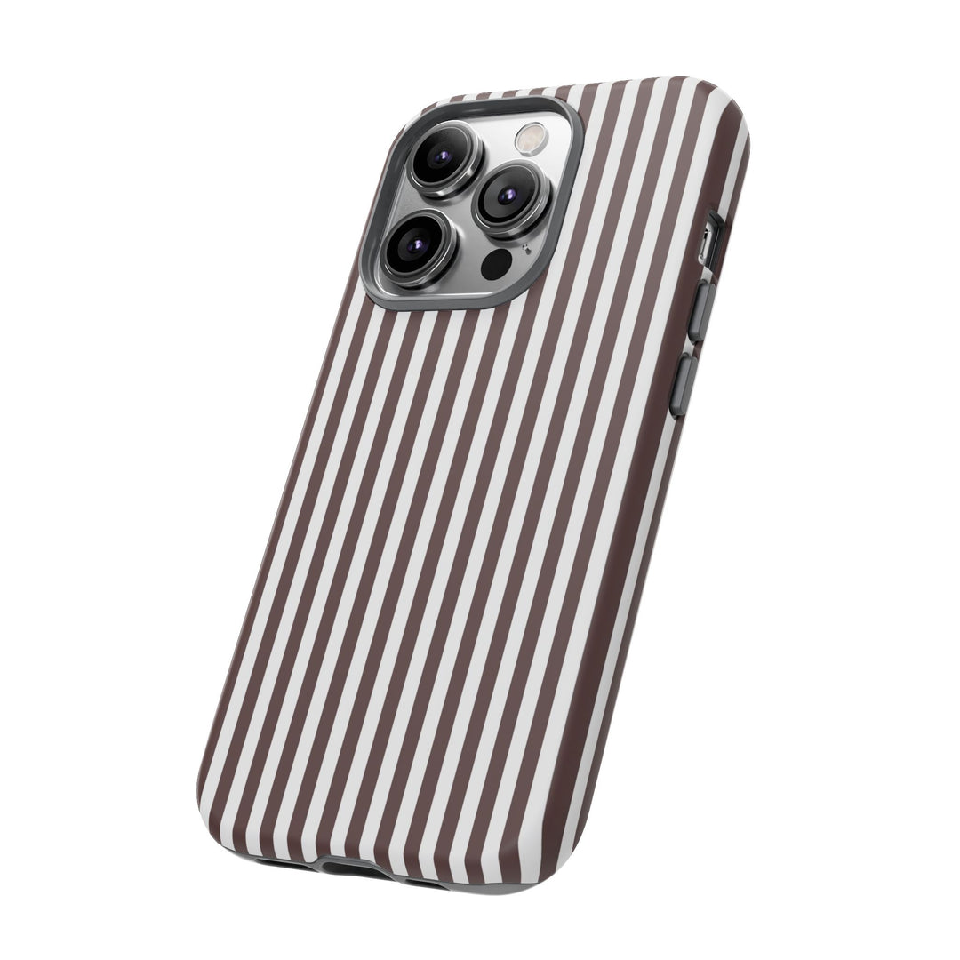 Tough Premium Brown Stripes Phone Case Gift for Her - For Apple iPhone 16 Pro Max 16e iPhone 15 Pro iPhone Iphone 14 Plus 13 Pro 12 SE XR - Studio40ParkLane