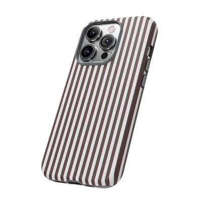 Tough Premium Brown Stripes Phone Case Gift for Her - For Apple iPhone 16 Pro Max 16e iPhone 15 Pro iPhone Iphone 14 Plus 13 Pro 12 SE XR - Studio40ParkLane