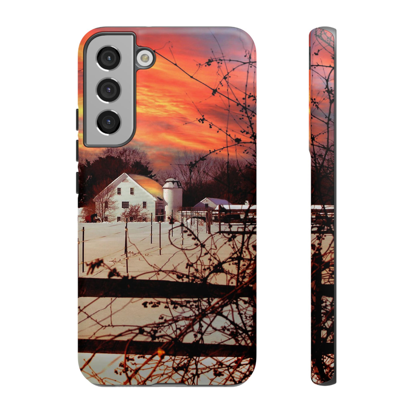 Impact Resistant, Winter Sunset Cute Phone Cases for Samsung S24, S23, S22, S21, IPhone 15 pro Iphone 14 pro Iphone 13 IPhone 12 Iphone 11