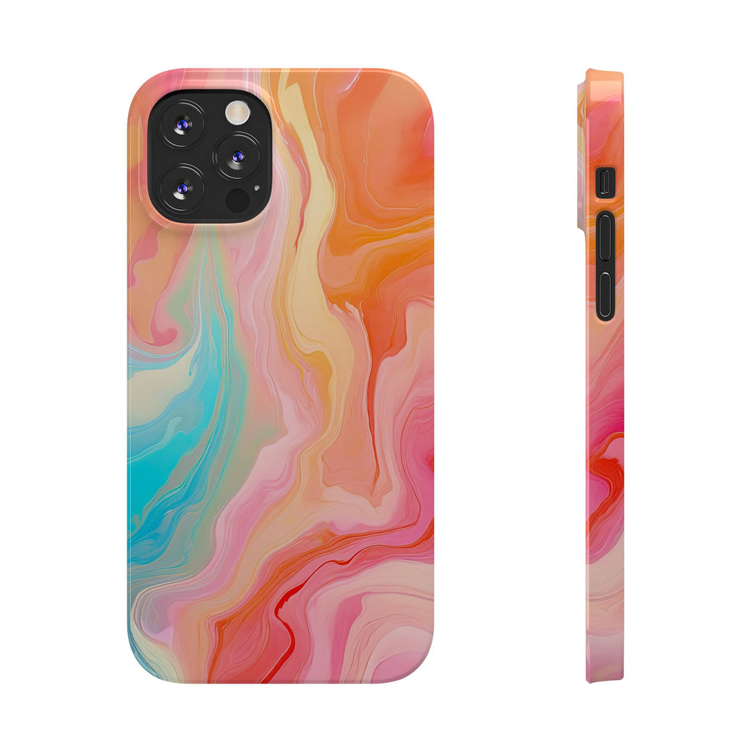 Slim Blue Pink Orange Marbled Cute Phone Cases for Iphone 16 Pro Max | iPhone 15 Case | iPhone 15 Pro Max Case, Iphone 14, Iphone 14 Pro Max, Iphone 13 12 11 8 7 - Studio40ParkLane