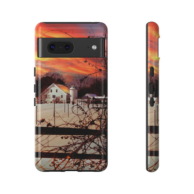 Impact Resistant, Winter Sunset Cute Phone Cases for Samsung S24, S23, S22, S21, IPhone 15 pro Iphone 14 pro Iphone 13 IPhone 12 Iphone 11