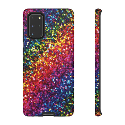 Faux Chic Play on Glitter Effect Cute Phone Case, for IPhone 16 pro Max | Iphone 15, Iphone 14, IPhone 13 Case, 11 8 7, Samsung Galaxy S24, S23, S22, S21, 2 Layer Protection