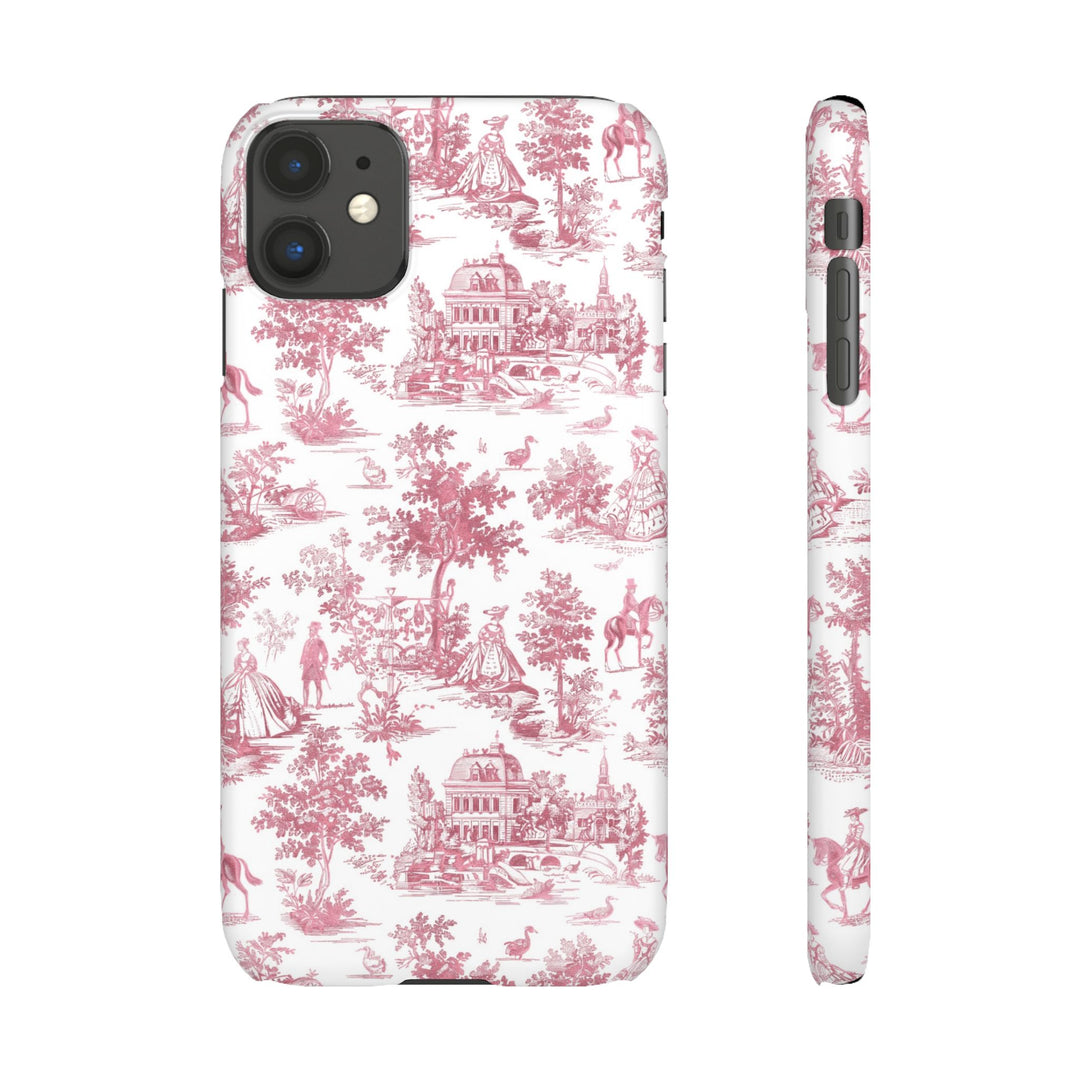 Sleek Snap Pink French Toile Cute Phone Case for iPhone 16 15 14 13 12 11 X Xs Max Xr Pro Plus Samsung Galaxy S24 S23 S22 S21 S20 Note Ultra