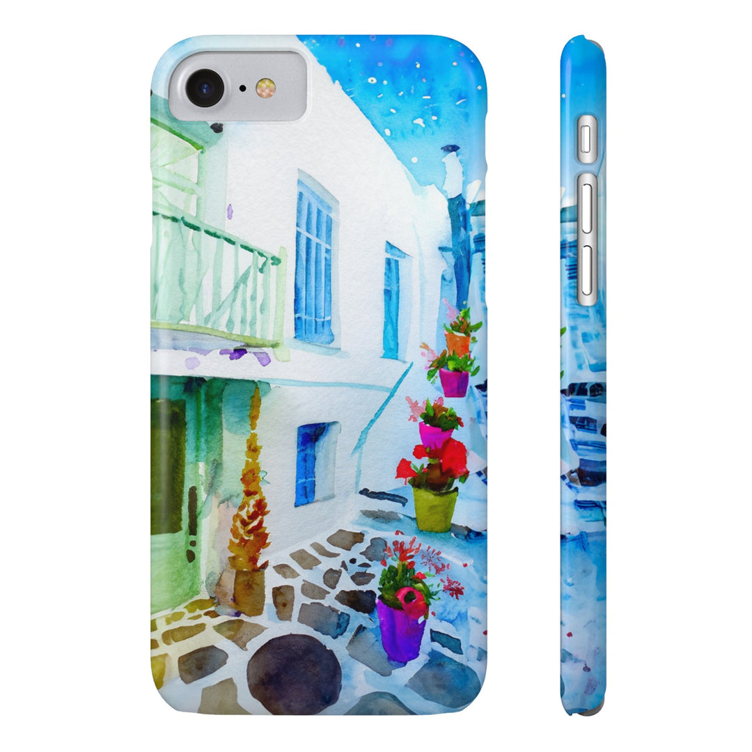 Slim Cute Phone Cases for Iphone | iPhone 15 Case | iPhone 15 Pro Max Case, Iphone 14, Iphone 14 Pro Max, Iphone 13, Colorful Greek Alley Watercolor - Studio40ParkLane