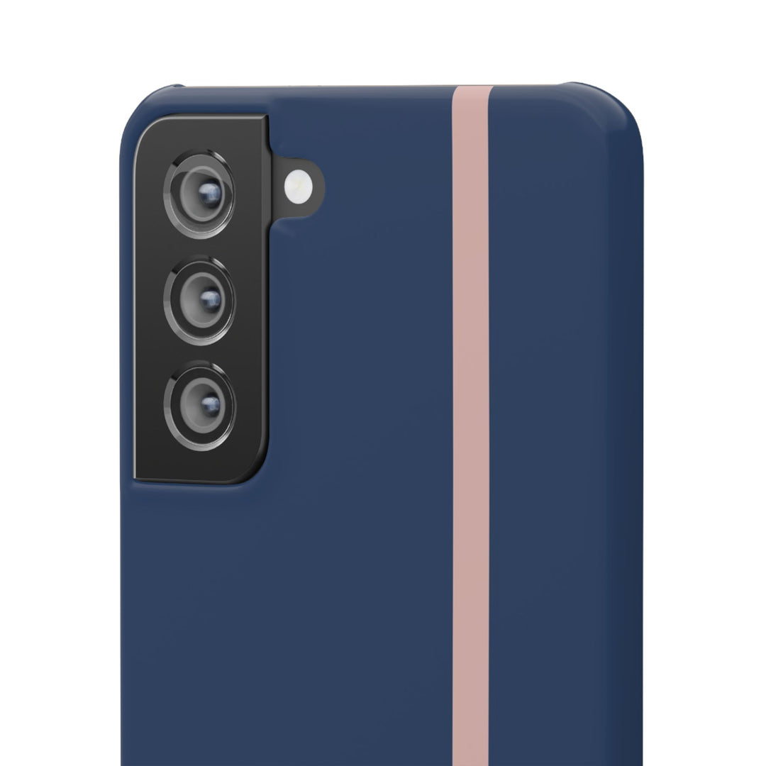 Sleek Navy Blue Pink Stripe Snap Phone Case for iPhone 18 17 16 15 14 13 Pro Max, Samsung Galaxy S26 S25 Ultra Lightweight Cute Phone Case - Studio40ParkLane