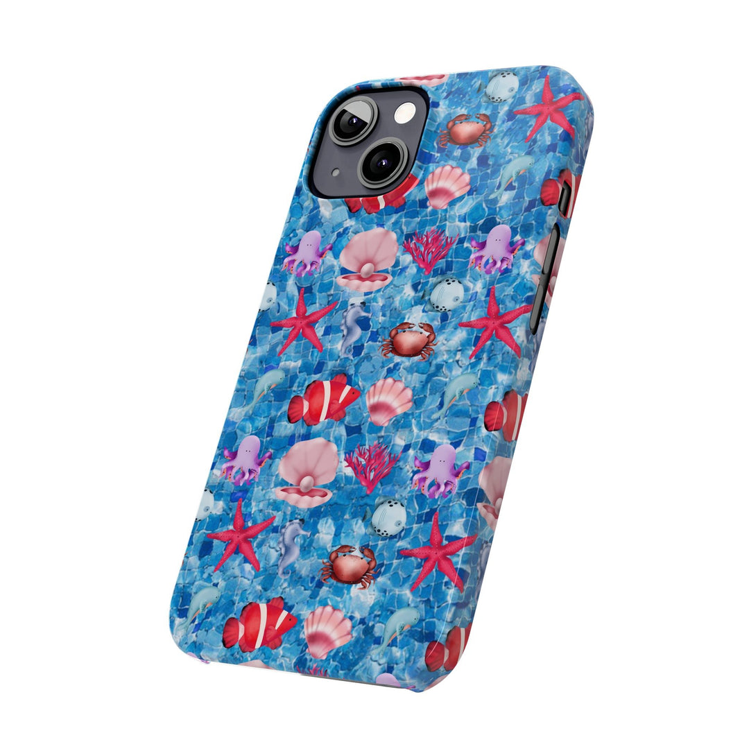Slim Cute Phone Cases for Iphone - | iPhone 15 Case | iPhone 15 Pro Max Case, Iphone 14 Case, Iphone 14 Pro Max, Iphone 13, Blue Red Under Sea - Studio40ParkLane