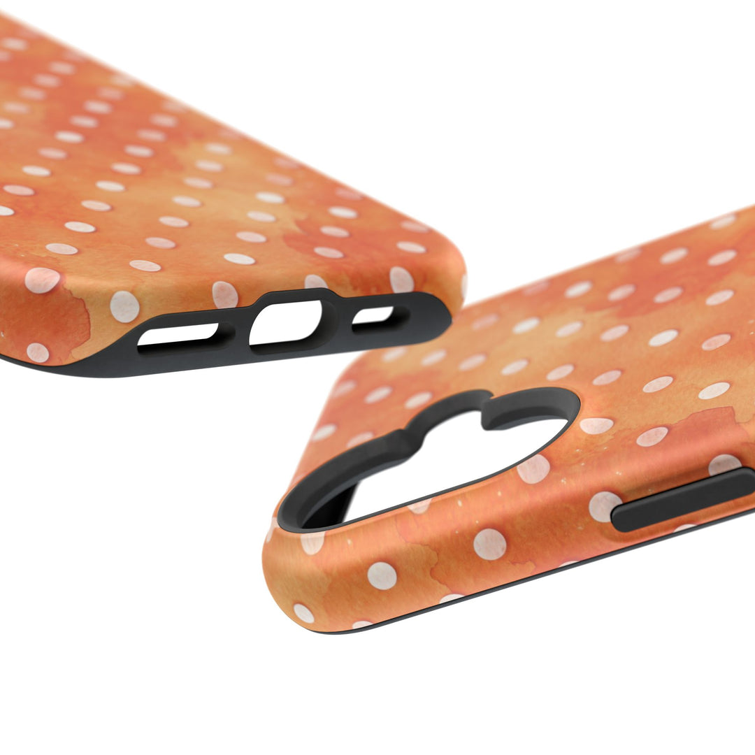 Aesthetic Tough Magsafe Orange Polka Dots Phone Case - For iPhone 17 Pro Max iPhone 16 Pro iPhone 15 Iphone 14 Plus 13 Pro 12 11 10 XR - Studio40ParkLane
