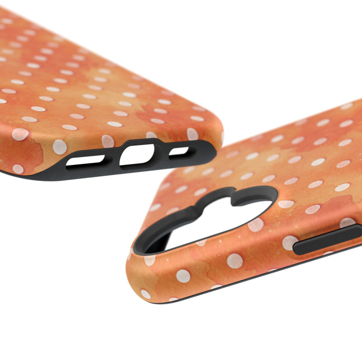 Aesthetic Tough Magsafe Orange Polka Dots Phone Case - For iPhone 17 Pro Max iPhone 16 Pro iPhone 15 Iphone 14 Plus 13 Pro 12 11 10 XR - Studio40ParkLane