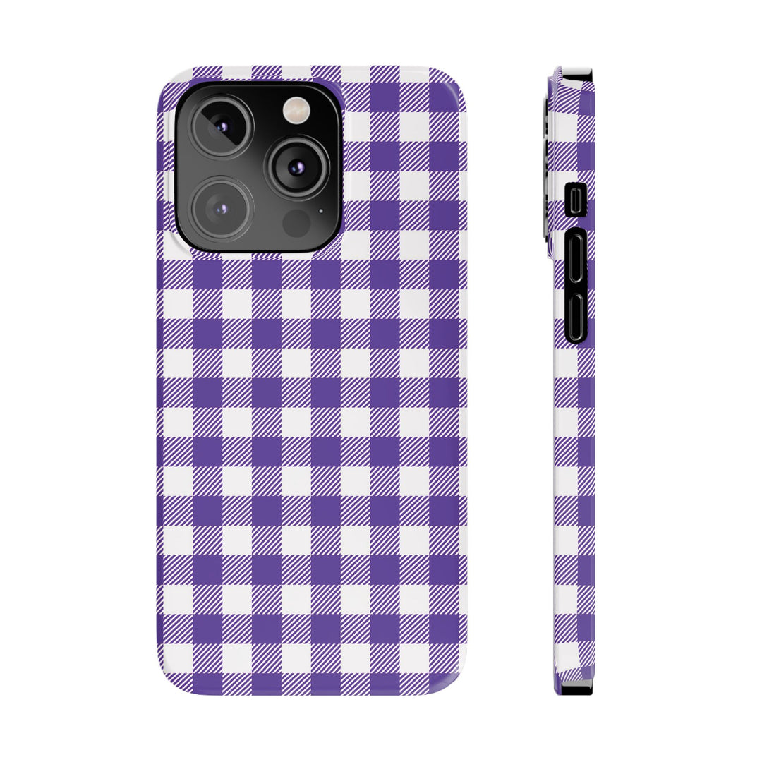 Slim Purple Gingham Gift for Her Cute Phone Cases for Iphone 16 Pro Max | iPhone 15 Case | iPhone 15 Pro Max Case, Iphone 14, 13, 12, 11, 10, 8, 7 - Studio40ParkLane
