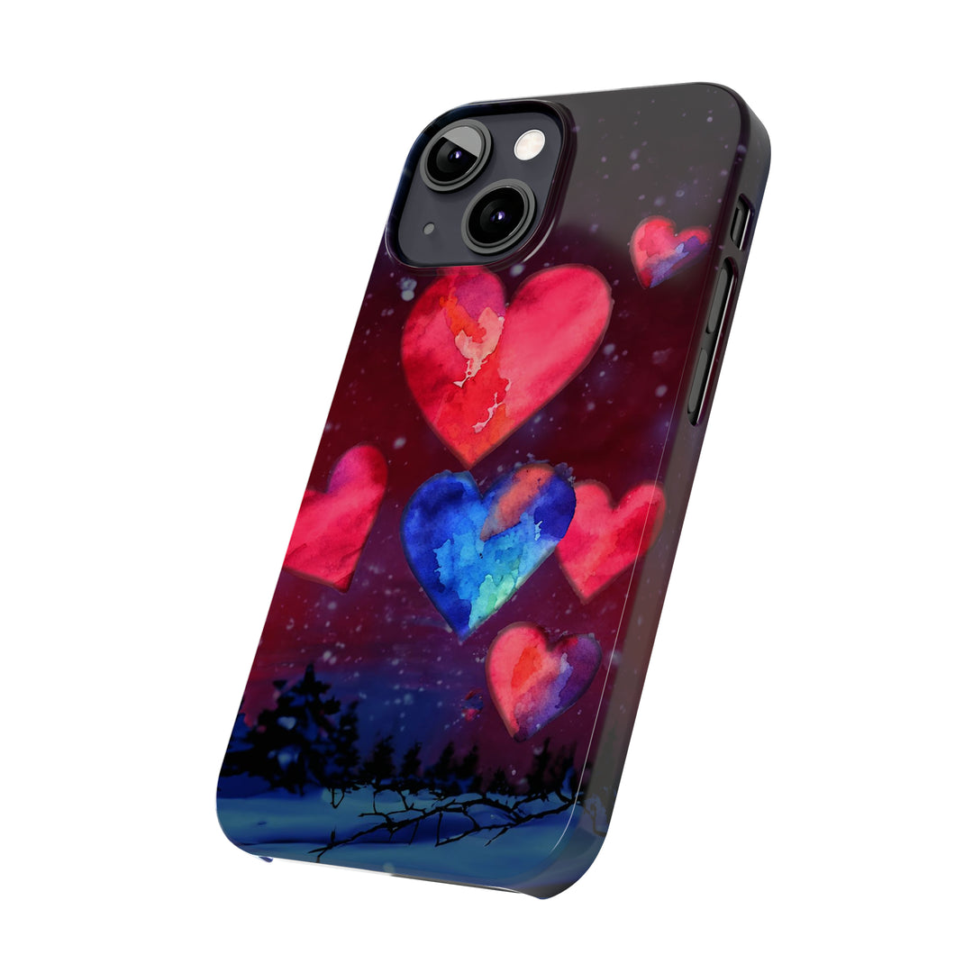 Slim Cute Phone Cases for Iphones - | iPhone 15 Case | iPhone 15 Pro Max Case, Iphone 14 Case, Iphone 14 Pro Max, Iphone 13, Night Sky Hearts Love - Studio40ParkLane