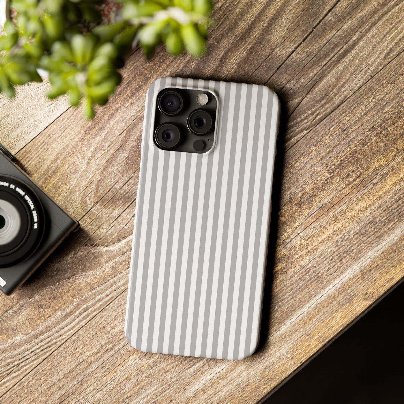 Slim Light Grey Striped Cute Phone Case for Iphone 16 - | iPhone 15 Pro Max Case | iPhone 14 Case Iphone 13 12 11 10 9 8 7 Gift for Her - Studio40ParkLane