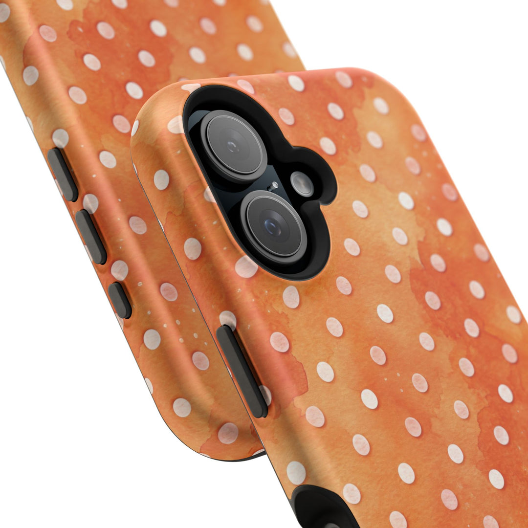 Aesthetic Tough Magsafe Orange Polka Dots Phone Case - For iPhone 17 Pro Max iPhone 16 Pro iPhone 15 Iphone 14 Plus 13 Pro 12 11 10 XR - Studio40ParkLane