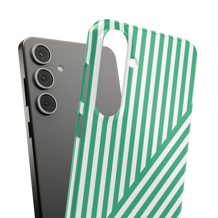 Aesthetic Emerald Stripes Cute Phone Case Sleek Snap - For iPhone 17 Pro Max iPhone 16 Pro iPhone 15 Iphone 14 Plus 13 Pro 12 11 10 Gift