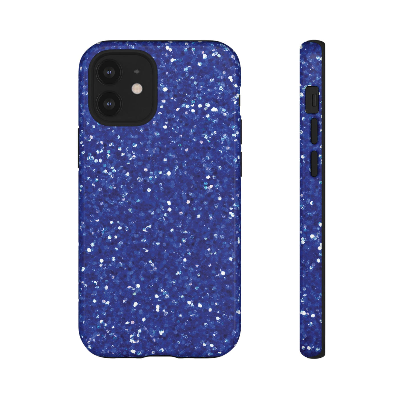 Chic Blue Faux Play on Glitter Effect Cute Phone Case, for IPhone 16 pro Max | Iphone 15, Iphone 14, IPhone 13 Case, 11 8 7, Samsung Galaxy S24, S23, S22, S21, 2 Layer Protection