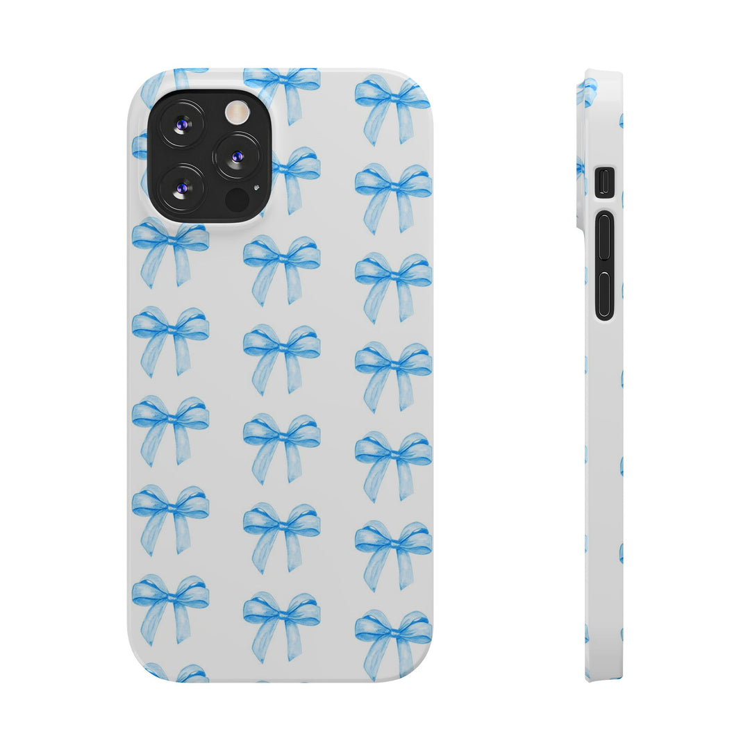 Slim Blue Bows Cute Phone Cases for Iphone 16 Pro Max | iPhone 15 Case | iPhone 15 Pro Max Case, Iphone 14, Iphone 14 Pro Max, Iphone 13 12 11 8 7 - Studio40ParkLane