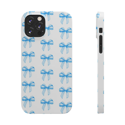 Slim Blue Bows Cute Phone Cases for Iphone 16 Pro Max | iPhone 15 Case | iPhone 15 Pro Max Case, Iphone 14, Iphone 14 Pro Max, Iphone 13 12 11 8 7