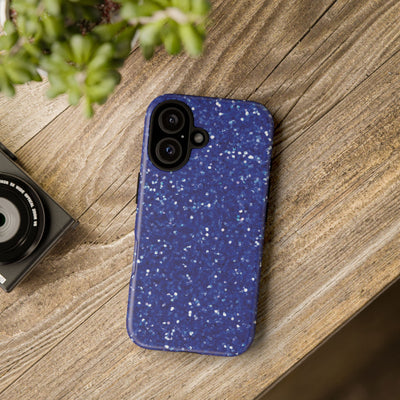 Chic Blue Faux Play on Glitter Effect Cute Phone Case, for IPhone 16 pro Max | Iphone 15, Iphone 14, IPhone 13 Case, 11 8 7, Samsung Galaxy S24, S23, S22, S21, 2 Layer Protection