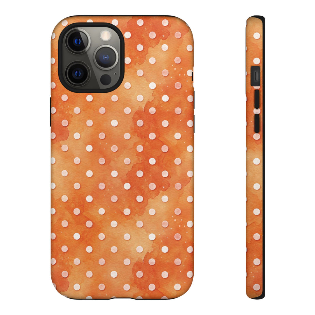 Aesthetic Tough Orange Polka Dots Watercolor Phone Case - For iPhone 17 Pro Max iPhone 16 Pro iPhone 15 Iphone 14 Plus 13 Pro 12 11 10 XR - Studio40ParkLane