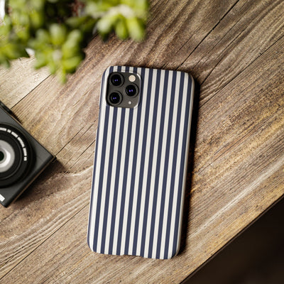 Slim Navy Blue Striped Cute Phone Case for Iphone 16 - | iPhone 15 Pro Max Case | iPhone 14 Case Iphone 13 12 11 10 9 8 7 XS X Gift for Her - Studio40ParkLane