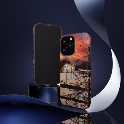 Impact Resistant, Winter Sunset Cute Phone Cases for Samsung S24, S23, S22, S21, IPhone 15 pro Iphone 14 pro Iphone 13 IPhone 12 Iphone 11