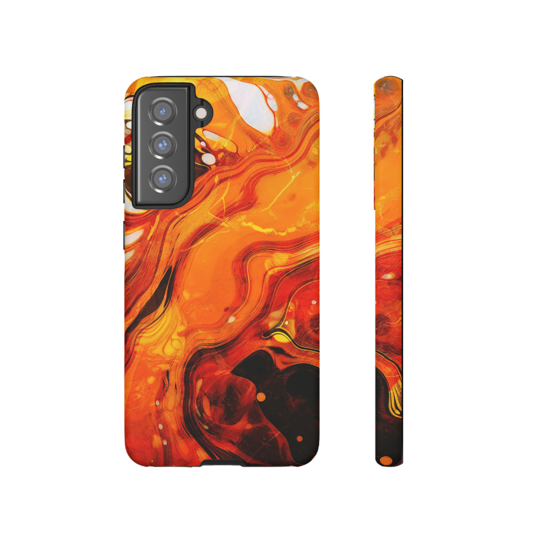 Cute Samsung Phone Cases, Designer Samsung Galaxy S23 Phone Case, Samsung S22 Case, Samsung S21 Case, Samsung S20 Case, Marble Orange Design - Studio40ParkLane