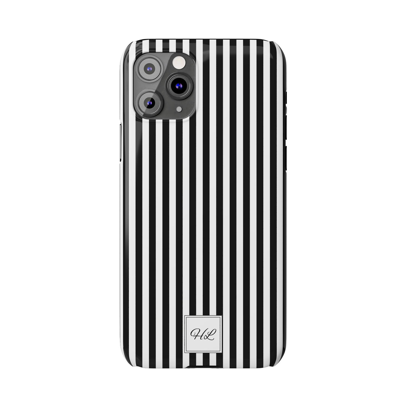 Slim Custom Personalized Black White Striped Phone Case for Iphone 16 - | iPhone 15 Pro Max Case | iPhone 14 Case Iphone 13 12 11 10 9 8 - Studio40ParkLane