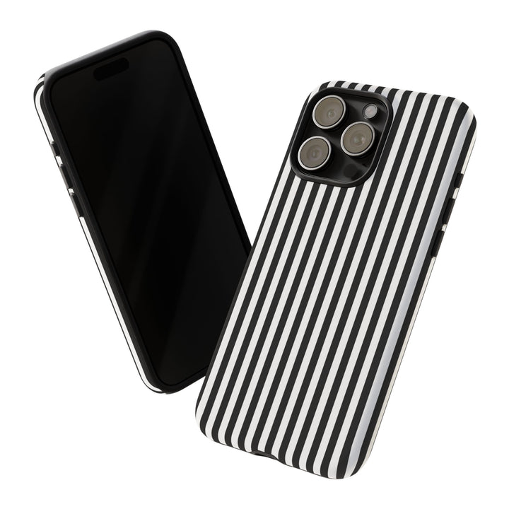 Tough Premium Black White Stripes Phone Case Gift for Her - For Apple iPhone 16 Pro Max 16e iPhone 15 Pro iPhone Iphone 14 Plus 13 Pro 12 SE XR - Studio40ParkLane