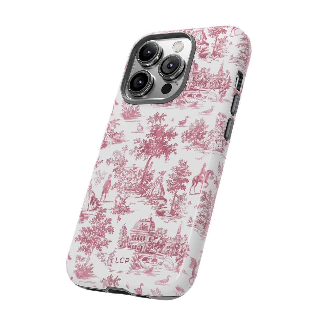 Personalized Custom French Toile Tough Cute Phone Case For Apple iPhone 18, 17, 16, 15 14, Pro Max, Samsung Galaxy S26, S25, S24 Plus Ultra
