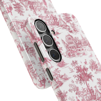 Snap Pink Vintage French Toile Cute Phone Cases for Samsung Galaxy S24, S23, S22, S21, S20, Plus, Ultra, Iphone 16, 15, 14, Pro and Max