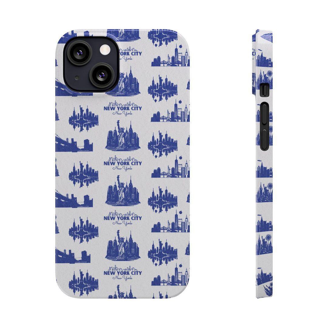 Slim New York Skyline Blue Collage Coquette Gift for Her Cute Phone Cases for Iphone 16 Pro Max | iPhone 15 Case | iPhone 15 Pro Max Case, Iphone 14, Iphone 14 Pro Max, Iphone 13 12 11 8 7 - Studio40ParkLane