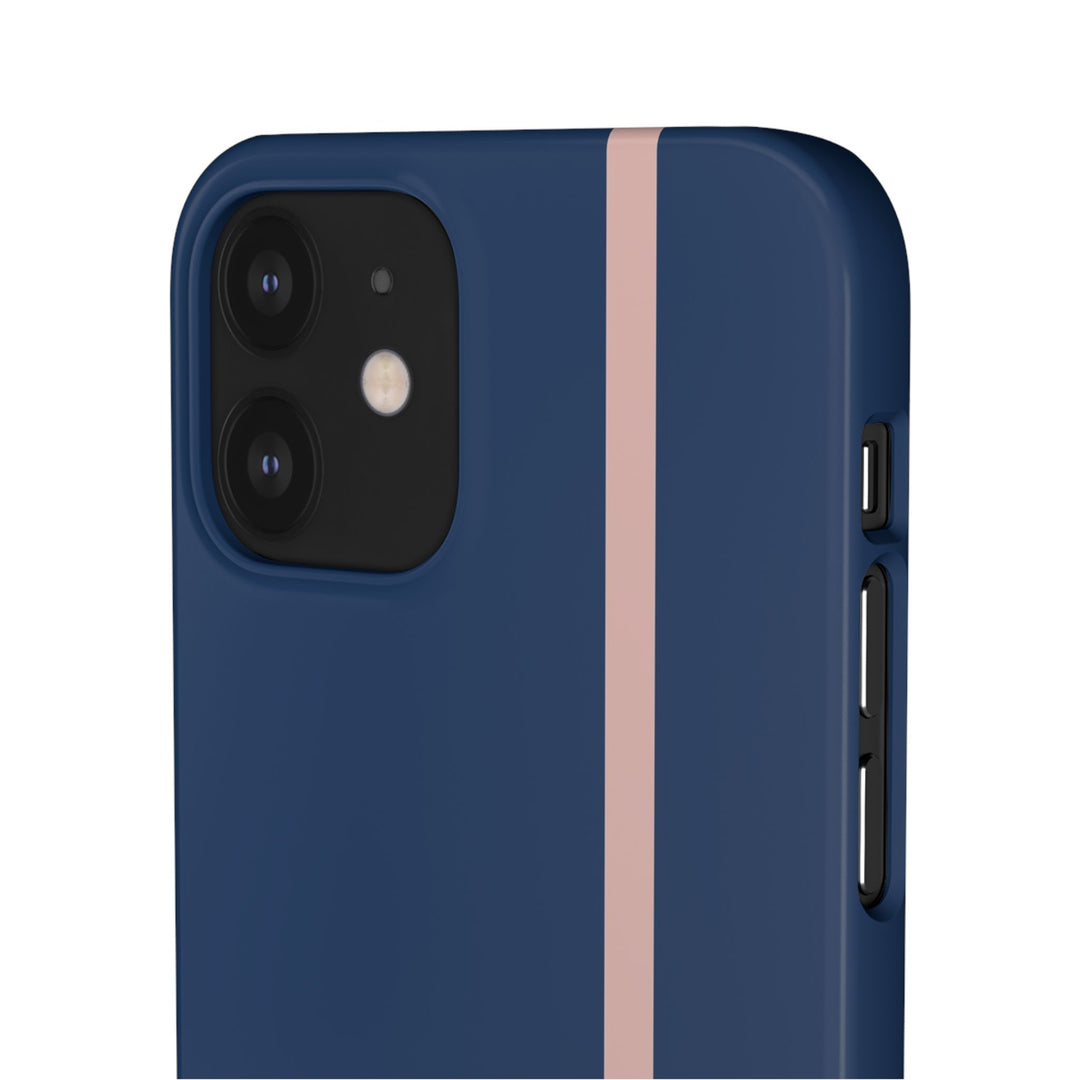 Sleek Navy Blue Pink Stripe Snap Phone Case for iPhone 18 17 16 15 14 13 Pro Max, Samsung Galaxy S26 S25 Ultra Lightweight Cute Phone Case - Studio40ParkLane