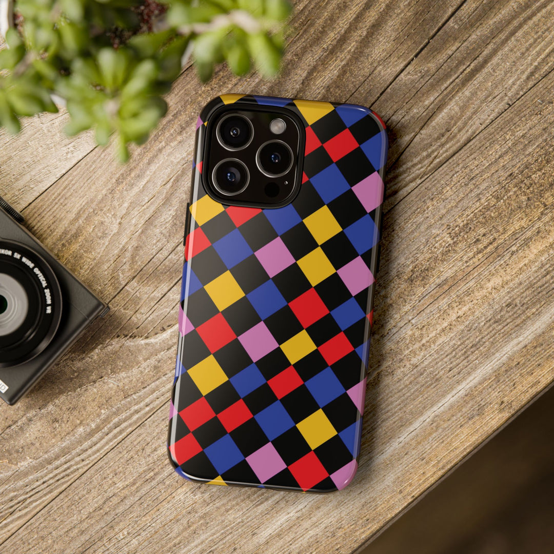 Aesthetic Tough Colorful Checkerboard Phone Case Premium - For iPhone 17 Pro Max iPhone 16 Pro iPhone 15 Iphone 14 Plus 13 Pro 12 11 10 XR - Studio40ParkLane