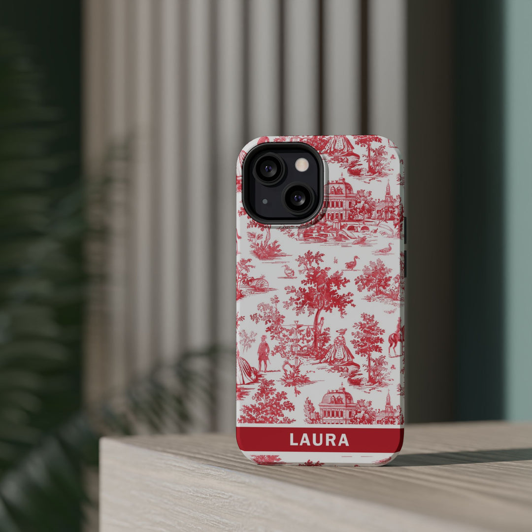 Magsafe French Toile Personalized Initial Custom Gift for Her Cute Phone Cases for Iphone 16 Pro Max | iPhone 15 Case | iPhone 15 Pro Max Case, Iphone 14, 13, 12, 11, 10, 8, 7 - Studio40ParkLane