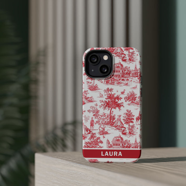 Magsafe French Toile Personalized Initial Custom Gift for Her Cute Phone Cases for Iphone 16 Pro Max | iPhone 15 Case | iPhone 15 Pro Max Case, Iphone 14, 13, 12, 11, 10, 8, 7 - Studio40ParkLane